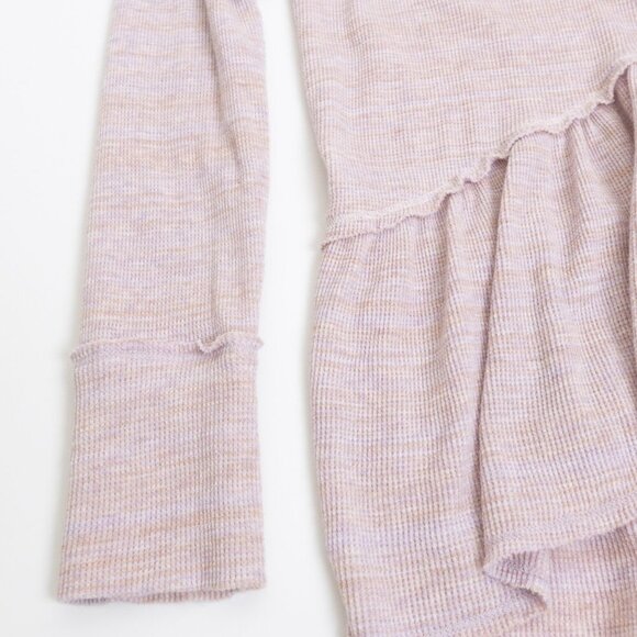 Free People We The Free Peplum Thermal Top Pink Lavender Long Sleeve Henley - Picture 8 of 14